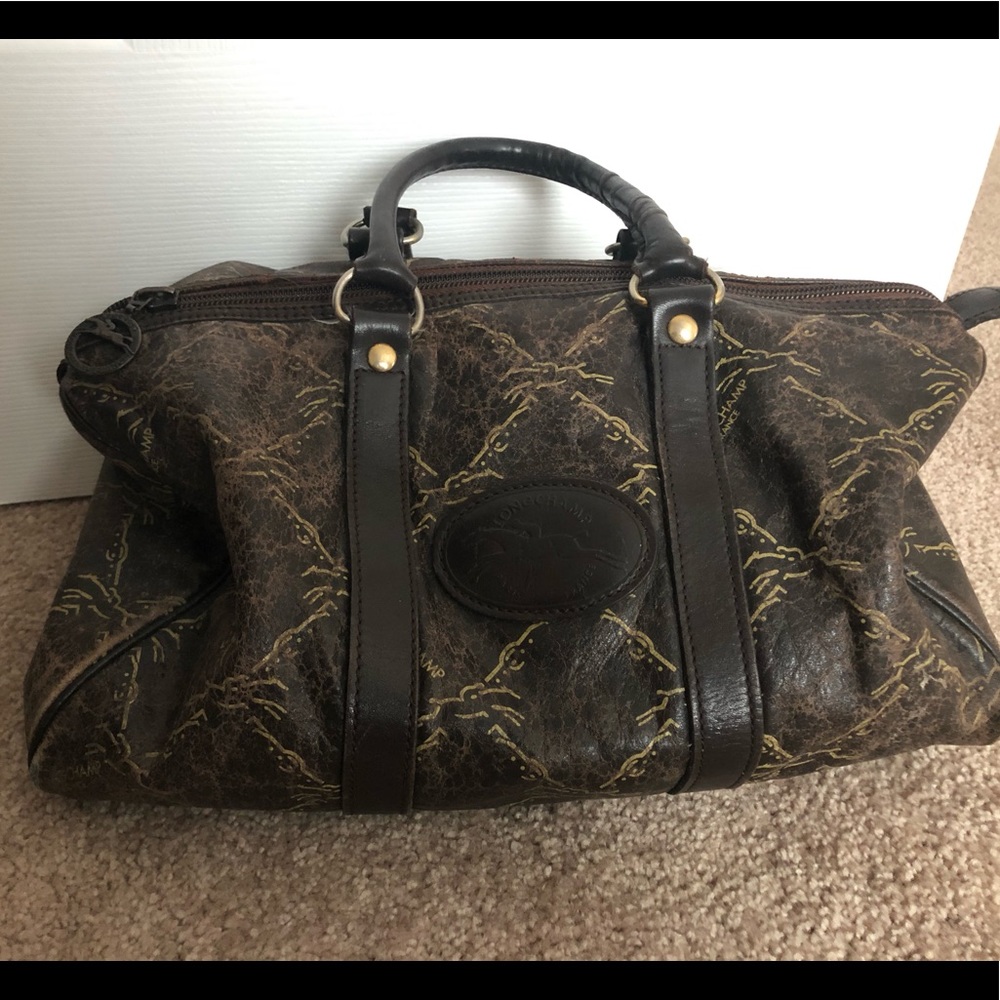 Vintage Leather Longchamp Doctor Bag Boston Bag